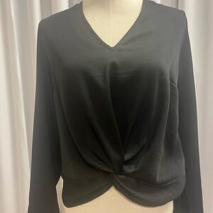 Express Black Wrap Blouse Long Sleeve Relaxed